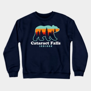 Cataract Falls Indiana Bear Retro Vintage Sunset Crewneck Sweatshirt